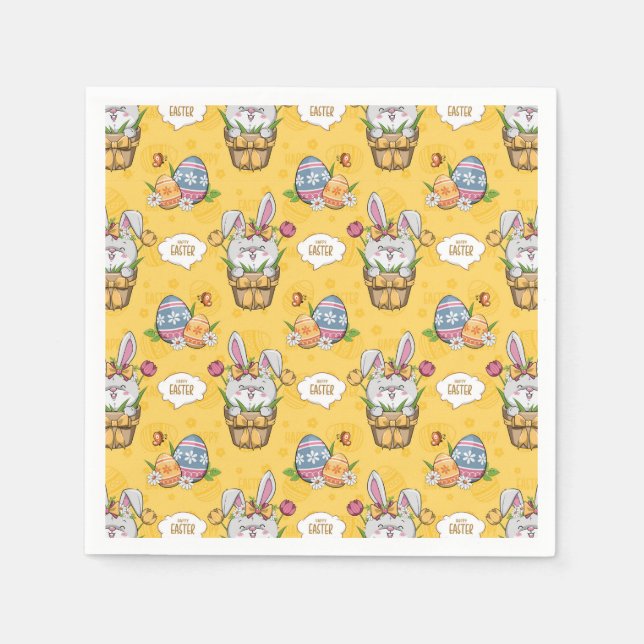 Cute Bunny Rabbit Easter Napkin (Front)