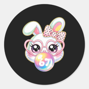Cute Bunny Rabbit Face For Women Girls Kids Teens  Classic Round Sticker