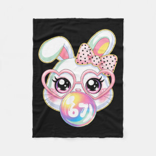 Cute Bunny Rabbit Face For Women Girls Kids Teens  Fleece Blanket