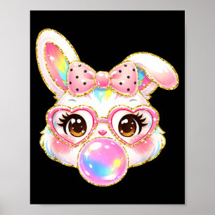 Cute Bunny Rabbit Face For Women Girls Kids Teens Poster