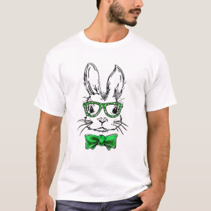 Cute Bunny Rabbit Face Funny Character St Patrick' T-Shirt