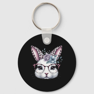 Cute Bunny Rabbit Face Gles Girls Happy Easter Day Keychain