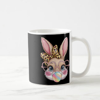 Cute Bunny Rabbit Face Leopard Bow Girls Happy Eas Coffee Mug
