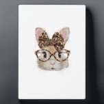 Cute Bunny Rabbit Face Leopard Coquette Bow Glasse Plaque<br><div class="desc">Cute Bunny Rabbit Face Leopard Coquette Bow Glasses Easter T-Shirt</div>