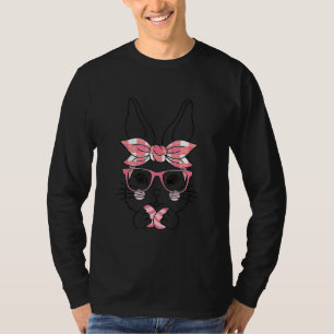 Cute Bunny Rabbit Face Leopard Glasses Girl Happy T-Shirt