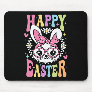 Cute Bunny Rabbit Face Retro Happy Easter Day Wome Mouse Pad