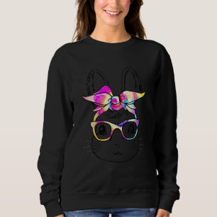 Cute Bunny Rabbit Face Tie Dye Glasses Girl Happy Sweatshirt