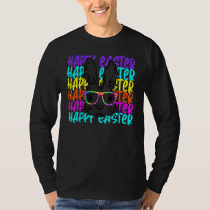 Cute Bunny Rabbit Face Tie Dye Glasses Girl Happy T-Shirt
