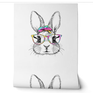 Cute Bunny Rabbit Face Tie Dye Glasses Girl Happy Wallpaper