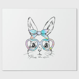Cute Bunny Rabbit Face Tie Dye Glasses Girl Happy  Wrapping Paper