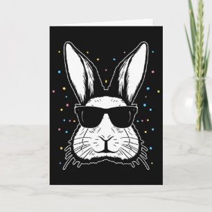 Cute Bunny Rabbit Face Tie Dye Gles Girl Happy Eas Card
