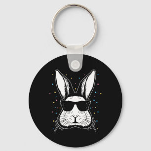 Cute Bunny Rabbit Face Tie Dye Gles Girl Happy Eas Keychain