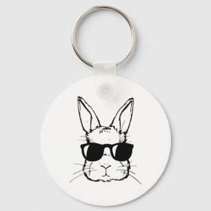 Cute Bunny Rabbit Face Tie Dye Gles Girl Happy Eas Keychain