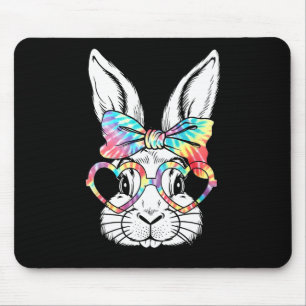 Cute Bunny Rabbit Face Tie Dye Gles Girl Happy Eas Mouse Pad