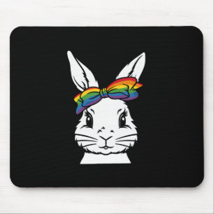 Cute Bunny Rabbit Face Tie Dye Gles Girl Happy Eas Mouse Pad