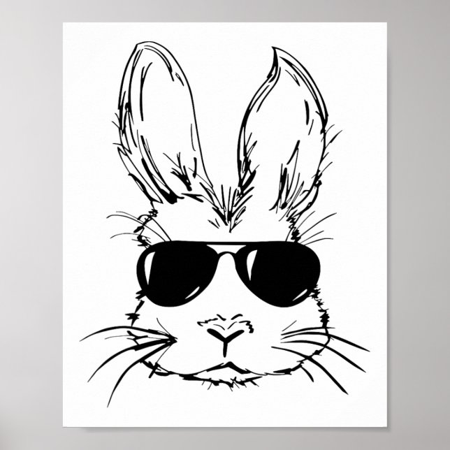 Cute Bunny Rabbit Face Tie Dye Gles Girl Happy Eas Poster (Front)