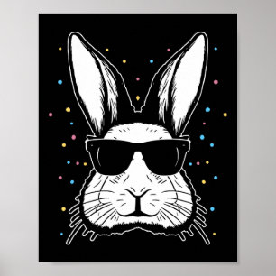 Cute Bunny Rabbit Face Tie Dye Gles Girl Happy Eas Poster