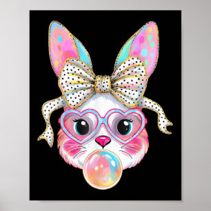 Cute Bunny Rabbit Face Tie Dye Gles Girl Happy Eas Poster