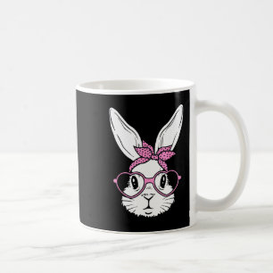 Cute bunny rabbit face with bandana heart glassesC Coffee Mug