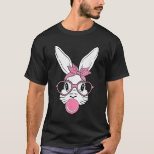 Cute Bunny Rabbit Face With Bandana Heart Gles Bub T-Shirt