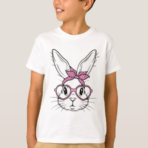 Cute Bunny Rabbit Face With Byndana Heart Gles Eas T-Shirt