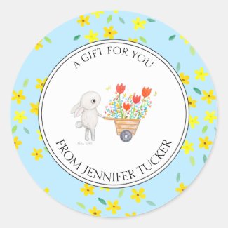 Cute Bunny Rabbit Floral Custom Baby Shower Favor