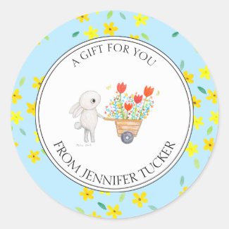 Cute Bunny Rabbit Floral Custom Baby Shower Favor