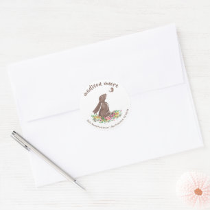 Cute Bunny Rabbit Floral Mailing/Return Address Classic Round Sticker