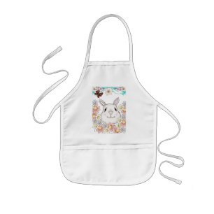 Cute Bunny Rabbit Flowers & Butterflies Kids Apron