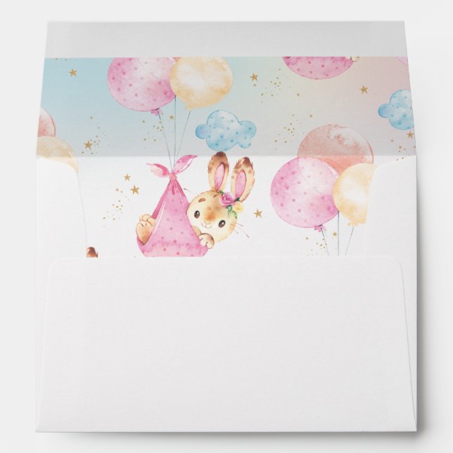 Cute Bunny Rabbit Girl Baby Shower Envelope (Back (Bottom))