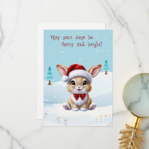 Cute Bunny Rabbit in Snow Christmas Card