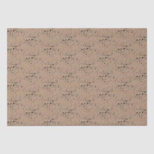 Cute Bunny Rabbit Ink Pattern Tan Brown Kraft Tissue Paper