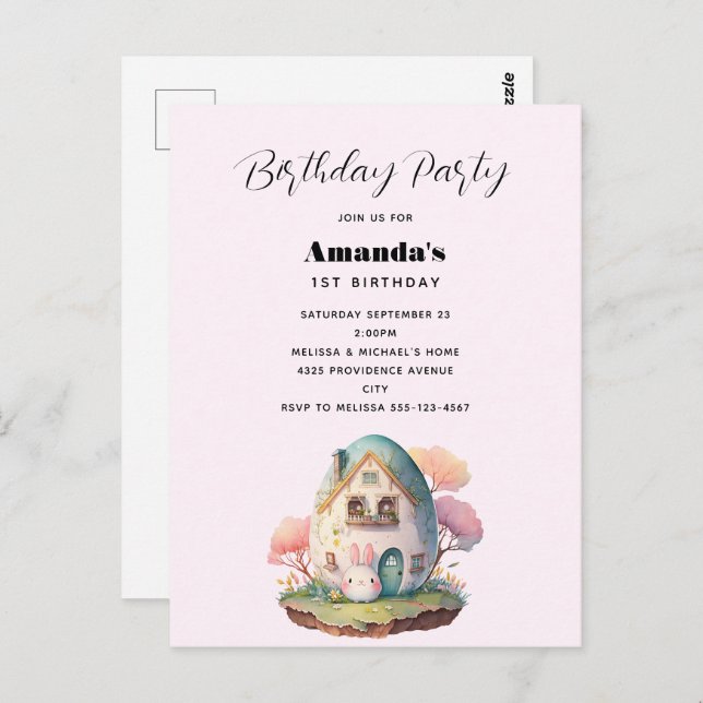 Cute Bunny Rabbit Japanese Kawaii Style Postcard (Front/Back)