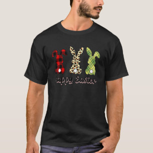 Cute Bunny Rabbit Leopard Rainbow Girl Happy Easte T-Shirt