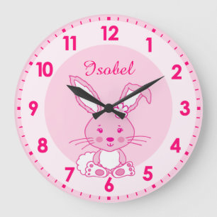 Cute bunny rabbit nursery named kids clock