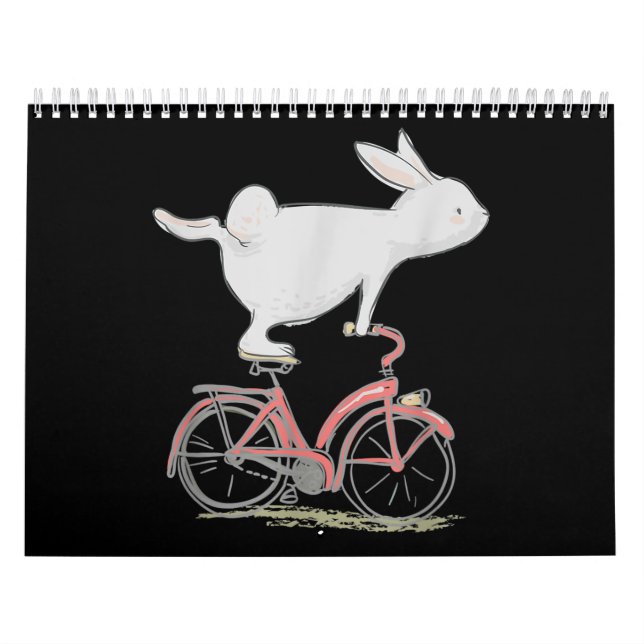 Cute Bunny Rabbit On Bike  Cycling  Bicycle Calendar (Cover)