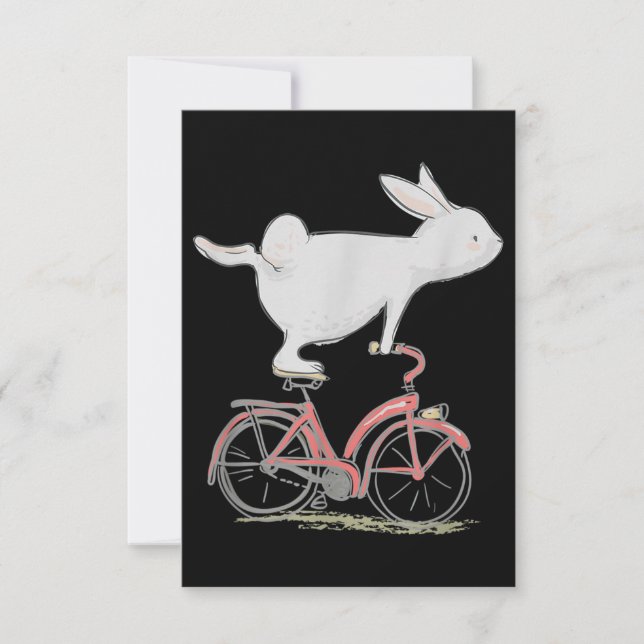 Cute Bunny Rabbit On Bike Cycling Bicycle Card (Front)