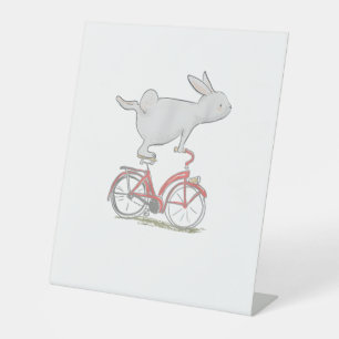 Cute Bunny Rabbit On Bike _ Cycling _ Bicycle  & G Pedestal Sign