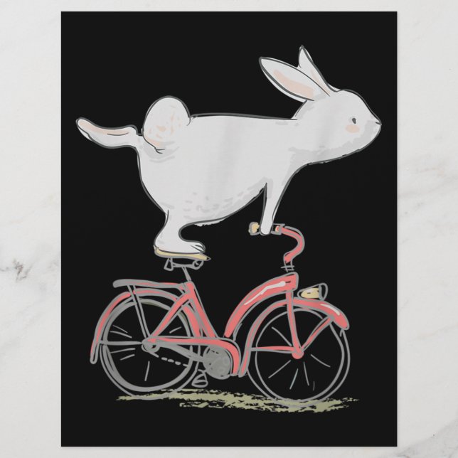 Cute Bunny Rabbit On Bike Cycling Bicycle Letterhead (Front)