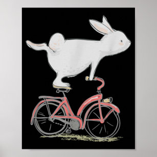 Cute Bunny Rabbit On Bike Cycling Bicycle Poster