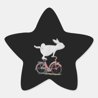 Cute Bunny Rabbit On Bike  Cycling  Bicycle Star Sticker
