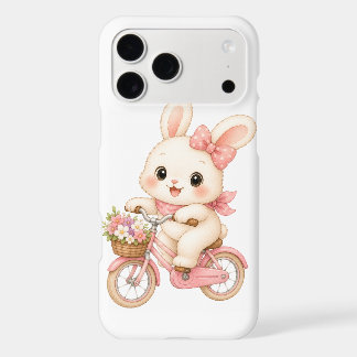 Cute Bunny Rabbit on Pink Bicycle iPhone Case