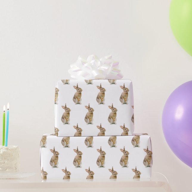 Cute Bunny Rabbit On White Wrapping Paper (Party Gifts)
