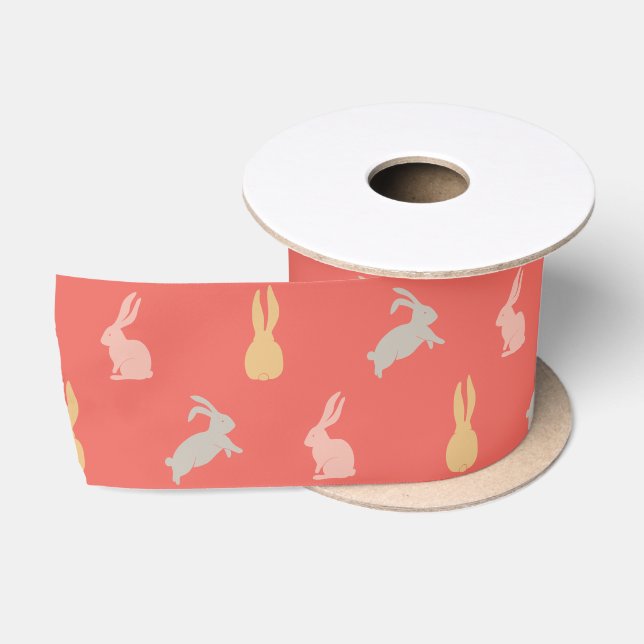 Cute Bunny Rabbit Pattern | Easter Holidays Satin Ribbon (Spool)