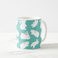 Cute Bunny Rabbit Pattern on Teal