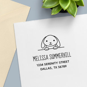 Cute Bunny Rabbit Peeking above Address 2 Self-inking Stamp