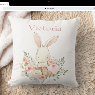 Cute Bunny Rabbit Personalized Modern Baby  Throw Pillow