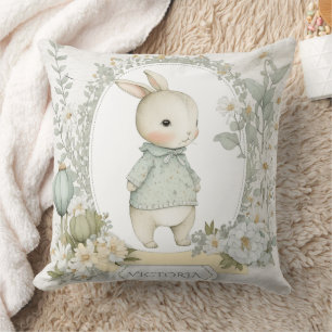 Cute Bunny Rabbit Personalized Throw Pillow