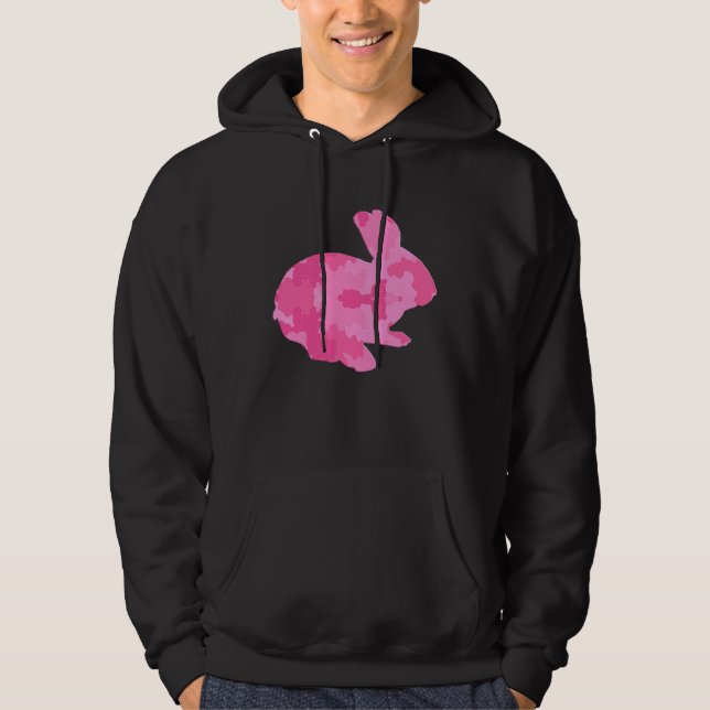 Cute Bunny Rabbit Pink Camouflage Hoodie (Front)