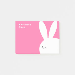 Cute Bunny Rabbit Pink Custom Name Post-it Notes